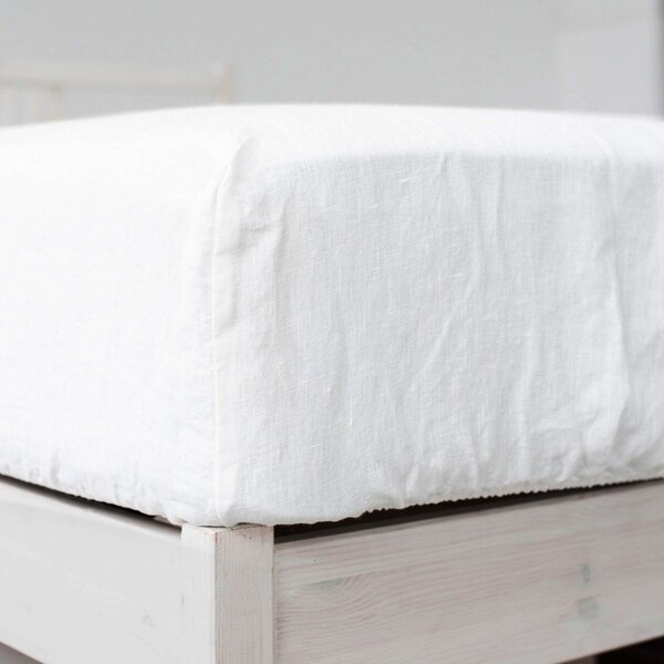 Lenzuolo bianco in lino con angoli 180x200 cm - Linen Tales