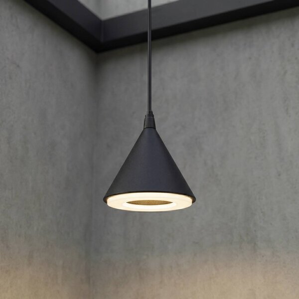 Lampada a sospensione da esterno LED Lindby Soran, Ø 15 cm, nera, IP44 Soran, Nero, Metallo, Moderno