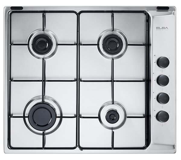 ELBA Piano Cottura 4 Fuochi a Gas Larghezza 60 cm in Acciaio Inox colore Inox - EIL 46 ASV