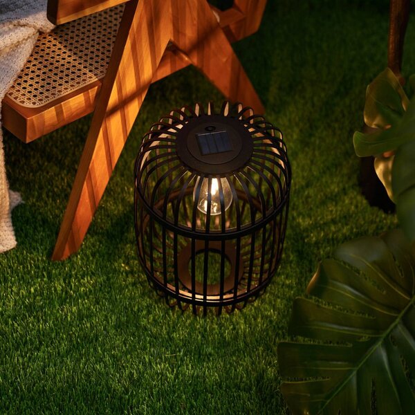 Pauleen Lampada LED da tavolo e solare SUNSHINE RAY nera 25 cm IP44, Nero, bambù, Giovanile