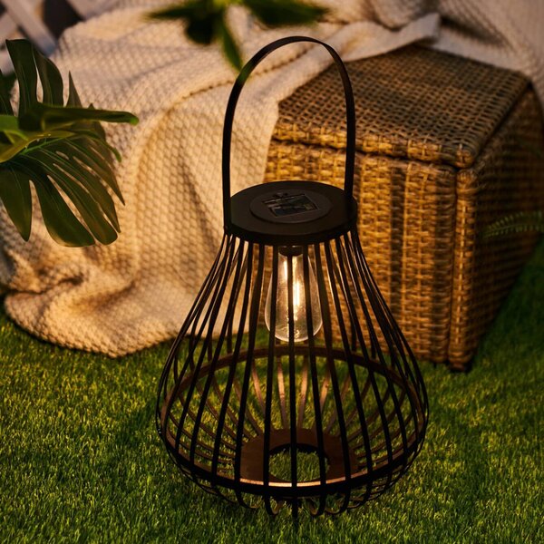Pauleen Lampada da tavolo a LED e solare SUNSHINE SPARK nera 34 cm IP44, Nero, bambù, Giovanile