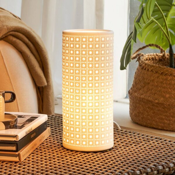 Pauleen Lampada da tavolo PURE SUNKISS, Bianco / Opale, Soggiorno / Sala da pranzo, Ceramica, Giovanile, Lampada da tavolo