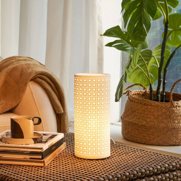 Pauleen Lampada da tavolo PURE SUNKISS, Bianco / Opale, Soggiorno / Sala da pranzo, Ceramica, Giovanile, Lampada da tavolo