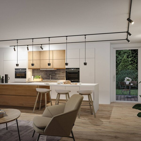 Paulmann URail Smart Lampada a sospensione su binario LED Tyros nera CCTRGB Tyros, dimmerabile, Nero, Soggiorno / Sala da pranzo, Plastica, Moderno