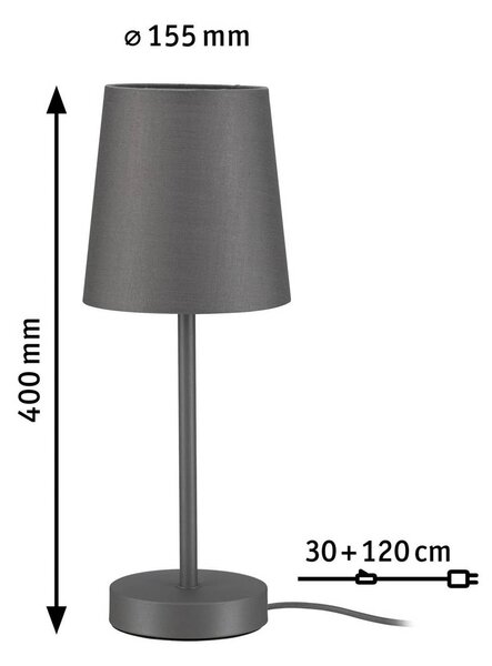 Paulmann Lampada da tavolo Stellan II, Alluminio / Grigio / Zincato, Soggiorno / Sala da pranzo, Tessuto / Stoffa / Seta, Lampada da tavolo