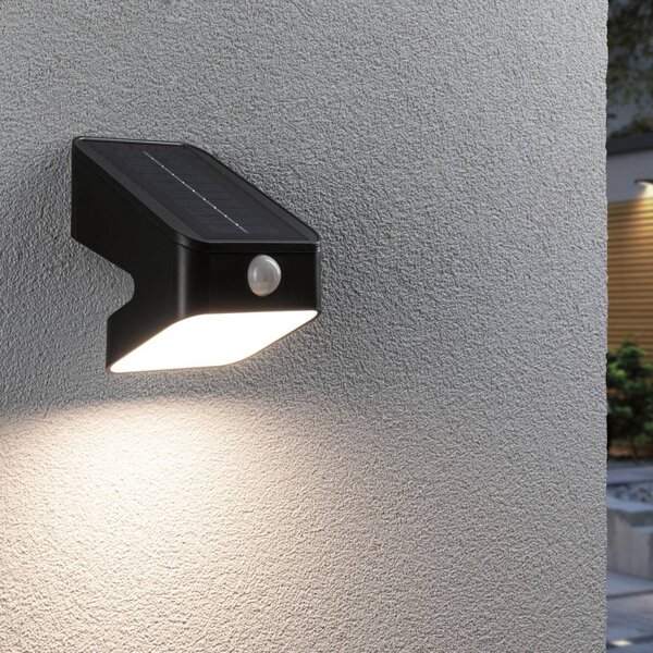 Paulmann Lampada da esterno a energia solare Lesly, antracite, con sensore, IP65 Lesly, Nero, Plastica, Moderno, Applique da esterni