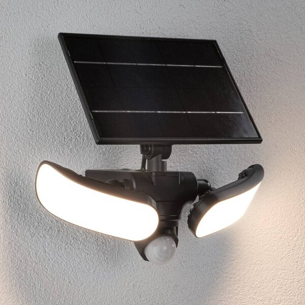Paulmann Applique da esterno a energia solare Sonlig, antracite, con sensore, Sonlig, Nero, Plastica, Moderno, Applique da esterni