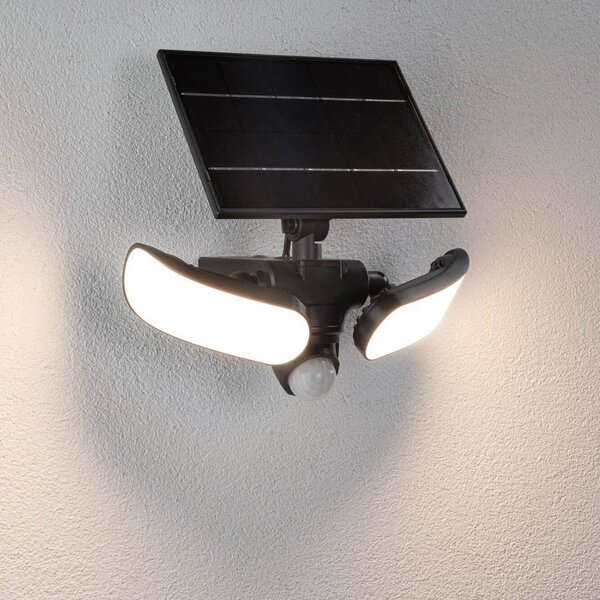 Paulmann Applique da esterno a energia solare Sonlig, antracite, con sensore, Sonlig, Nero, Plastica, Moderno, Applique da esterni