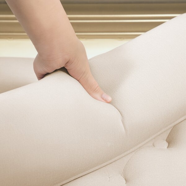 HOMCOM Panca Imbottita, Design Vintage, 2 Cuscini, Rivestimento in Chenille, 115x44x58 cm, Beige | Aosom Italy