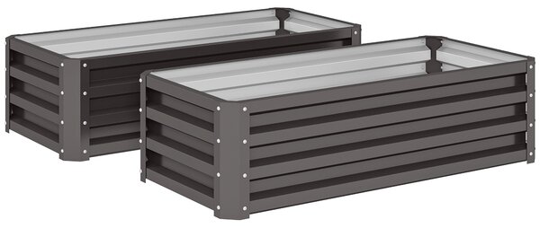 Outsunny Set di 2 Grandi Fioriere Esterne in Acciaio Zincato Orti Urbani per Terrazza Giardino 110x50x30 cm Grigio | Aosom Italy