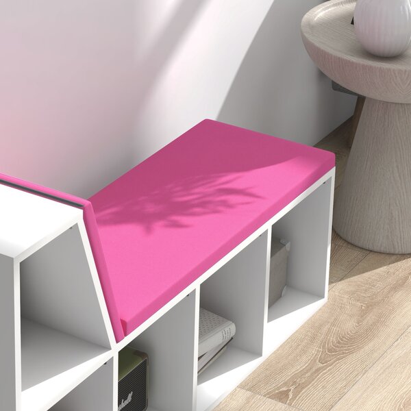 HOMCOM Libreria con Seduta Imbottita e 5 Scomparti, 108x30x60 cm, Bianco e Rosa | Aosom Italy