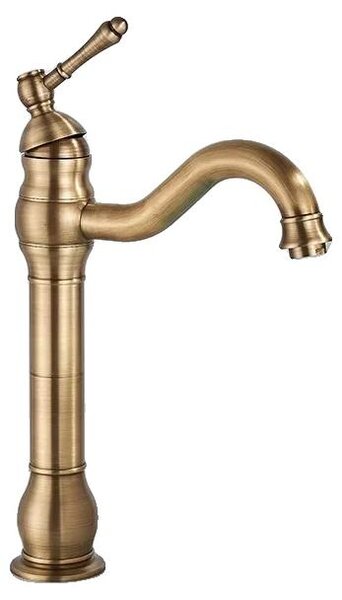 Miscelatore per lavabo, struttura in ottone resistente, bocchetta girevole, stile antico, finitura cromata
