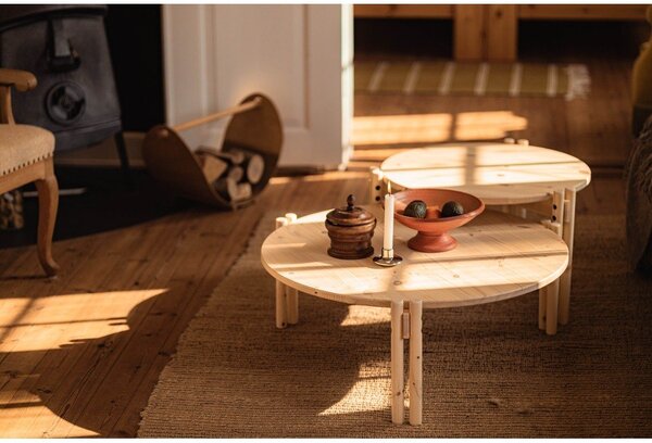 Tavolino rotondo blu in legno di pino ø 80 cm Sticks - Karup Design