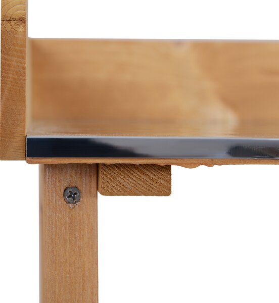 Outsunny Tavola da trapianto con 2 ripiani 3 ganci per gli strumenti tavolo da giardino piano in lamiera d'acciaio zincato con bordo - tavola da piantagione in legno di abete pre-olio