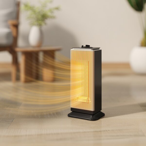 HOMCOM Termoventilatore Ceramico Elettrico 2000W con Oscillazione, Termostato Regolabile e 3 Modalità, 18x15x40,5 cm, Nero | Aosom Italy