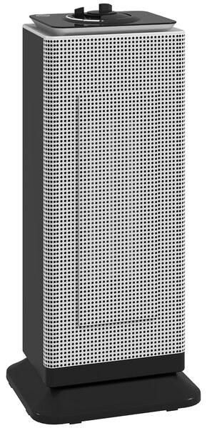 HOMCOM Termoventilatore Ceramico Elettrico 2000W con Oscillazione, Termostato Regolabile e 3 Modalità, 18x15x40,5 cm, Nero | Aosom Italy