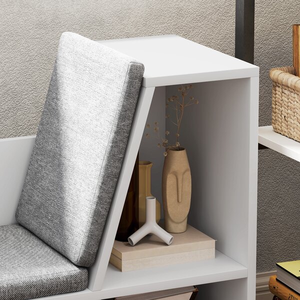 HOMCOM Libreria con Seduta Imbottita e 6 Scomparti, 105x30x63 cm, Bianco | Aosom Italy