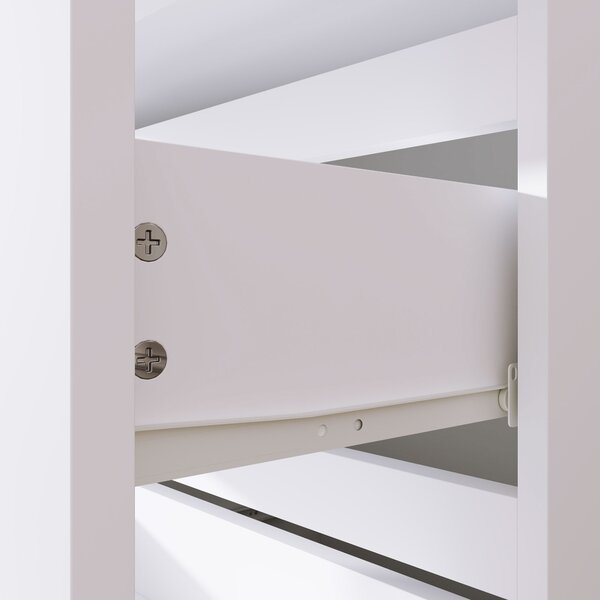 HOMCOM Cassettiera con 4 Cassetti e Cinture Anti-Ribaltamento, in Legno, 55x33x80 cm, Bianco | Aosom Italy