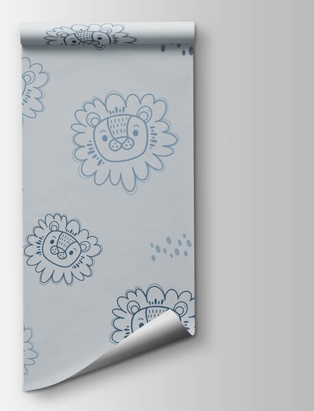 Carta da parati Motivo con leoni blu, Carta da parati per Bambini, Carta da parati popolare, t00664v1 - Tapeko.it