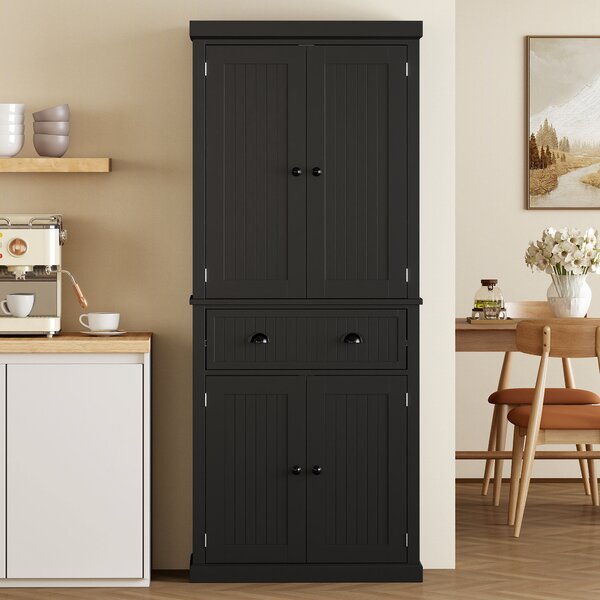 HOMCOM Credenza da Cucina con 4 Porte, Cassetto e Ripiani Regolabili, 76,2x40,2x183 cm, Nero | Aosom Italy