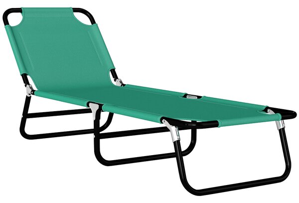 Outsunny Sdraio per Piscina Pieghevole, Sdraio da Giardino con Schienale Reclinabile su 4 Posizioni, 190x56x28cm, Verde|Aosom