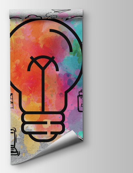 Carta da parati Una lampadina con uno sfondo colorato, Carta da parati design, Carta da parati popolare, w00614 - Tapeko.it