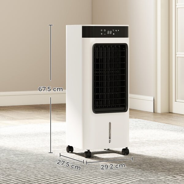 HOMCOM Climatizzatore Evaporativo 3 in 1 con Serbatoio da 7L, Oscillazione 48°, 3 Velocità, 3 Modalità, Timer 24h, Bianco | Aosom Italy