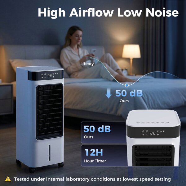 HOMCOM Climatizzatore Evaporativo 3 in 1 con Serbatoio da 7L, Oscillazione 48°, 3 Velocità, 3 Modalità, Timer 24h, Bianco | Aosom Italy