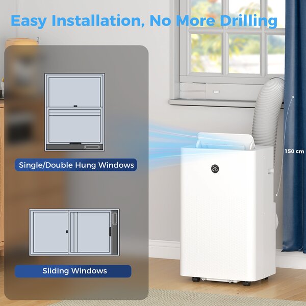 HOMCOM Climatizzatore Portatile da 12.000 BTU, Condizionatore 4-in-1 con Controllo WiFi e Vocale, Raffreddamento, Deumidificatore, Ventilatore, Modalità Notte | Aosom Italy