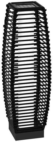 Outsunny Lampada Solare da Giardino con Pannello di Ricarica, in Acciaio e Rattan, 20x20x68 cm, Nero|Aosom