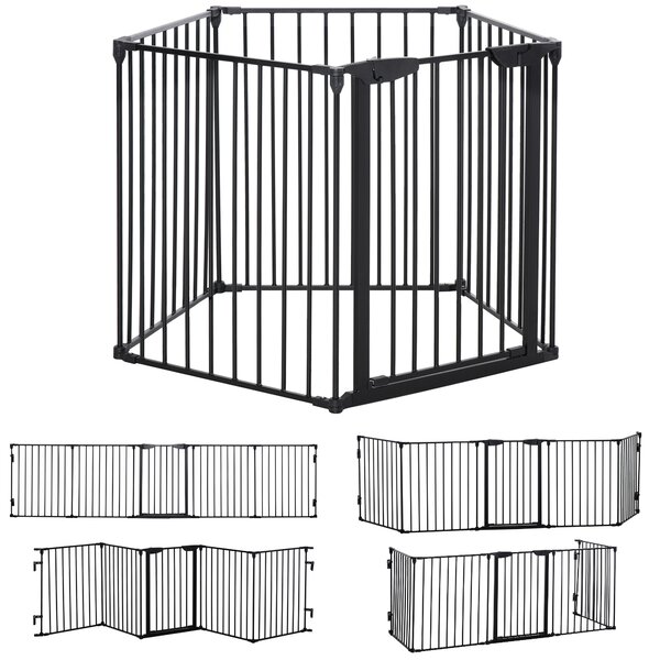 PawHut Cancelletto per Cani Pieghevole in Metallo, 300x3x74.5cm, Nero|Aosom