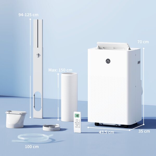 HOMCOM Climatizzatore Portatile da 12.000 BTU, Condizionatore 4-in-1 con Controllo WiFi e Vocale, Raffreddamento, Deumidificatore, Ventilatore, Modalità Notte | Aosom Italy