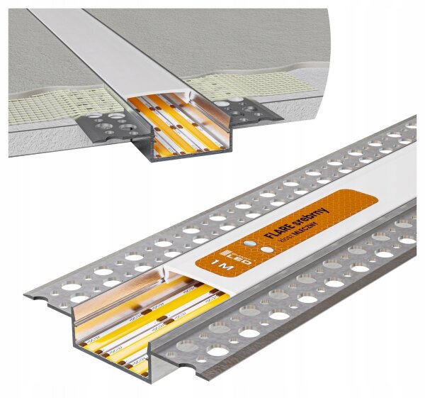 Kit 1x striscia LED con sensore FLEX LED/3,6W/4xAA 2 m + 2x profili da incasso da 1 m