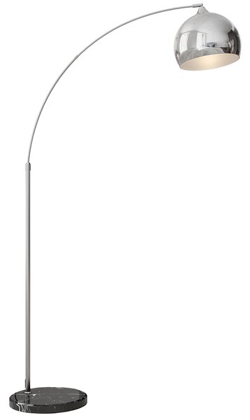 HOMCOM Lampada da Terra Vintage ad Arco con Asta Regolabile, Interruttore a Pedale, Attacco E27, Argento | Aosom Italy