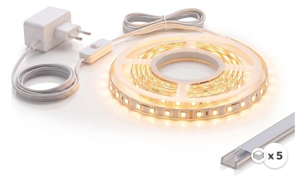 Kit 1x striscia LED MYLIVING LIGHTSTRIP LED/22W/230V 5 m + 5x profili da incasso da 1 m