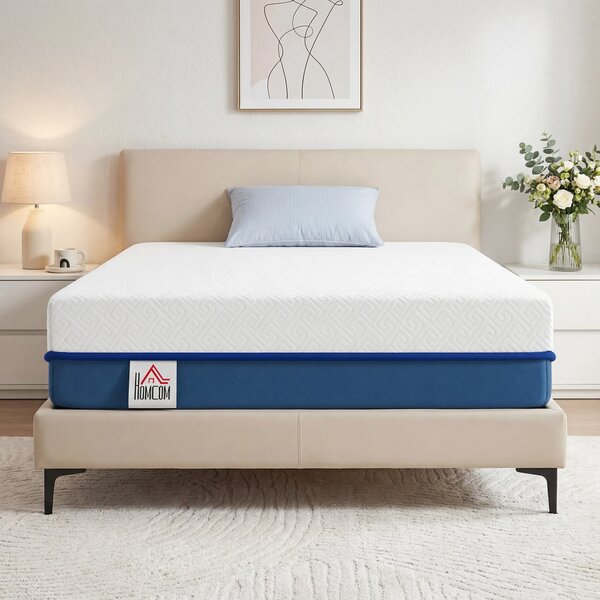 HOMCOM Materasso per 1 Persone con Imbottitura in Memory Foam al Tè Verde e Fodera Sfoderabile Lavabile, Durezza Media, 90x190 cm | Aosom Italy