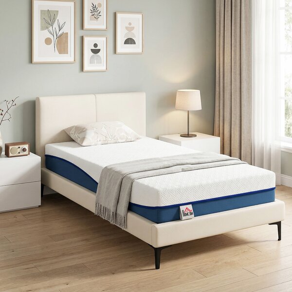 HOMCOM Materasso per 1 Persone con Imbottitura in Memory Foam al Tè Verde e Fodera Sfoderabile Lavabile, Durezza Media, 90x190 cm | Aosom Italy