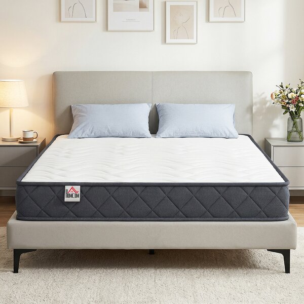 HOMCOM Materasso 2 Posti con Imbottitura in Memory Foam e Schiuma a Onde, Telai per Letti Standard, Regolabili e Divani Letto, 140x190 cm | Aosom Italy