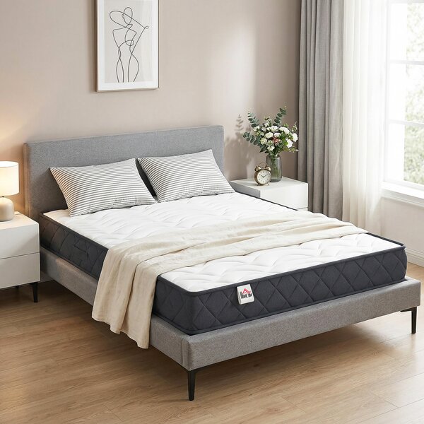 HOMCOM Materasso 2 Posti con Imbottitura in Memory Foam e Schiuma a Onde, Telai per Letti Standard, Regolabili e Divani Letto, 140x190 cm | Aosom Italy