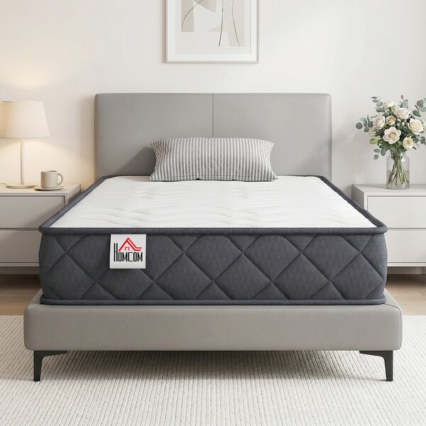 HOMCOM Materasso 2 Posti con Imbottitura in Memory Foam e Schiuma a Onde, Telai per Letti Standard, Regolabili e Divani Letto, 90x190 cm | Aosom Italy
