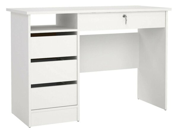 Scrivania lineare bianca 109x48cm con 3 cassetti - Franklin