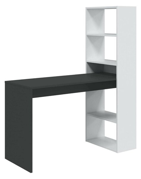 Scrivania lineare bianca e antracite 120x53cm con libreria - Ali