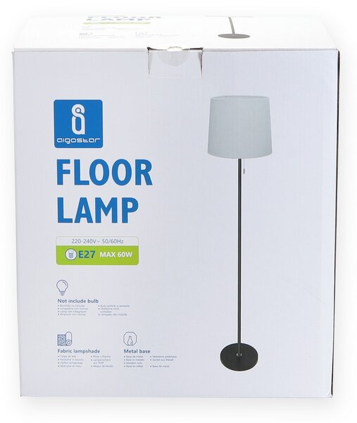 Lampada da terra a piantana Essential Nera e bianca E27 Aigostar