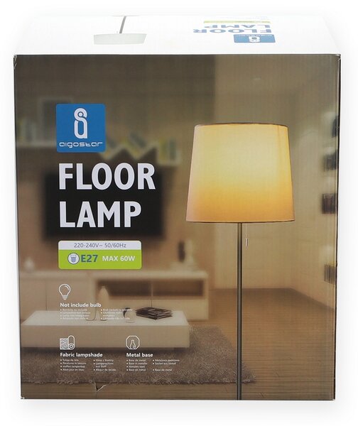 Lampada da terra a piantana Essential Nera e bianca E27 Aigostar