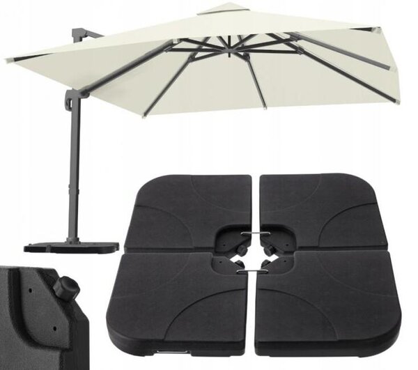 Supporto per ombrellone 50x50 cm - 4 pezzi - nero