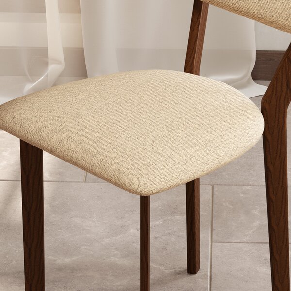 HOMCOM Set di 2 sedie da sala da pranzo sedie da cucina con schienale gambe in legno tessuto effetto lino 49 x 56 x 85 cm beige