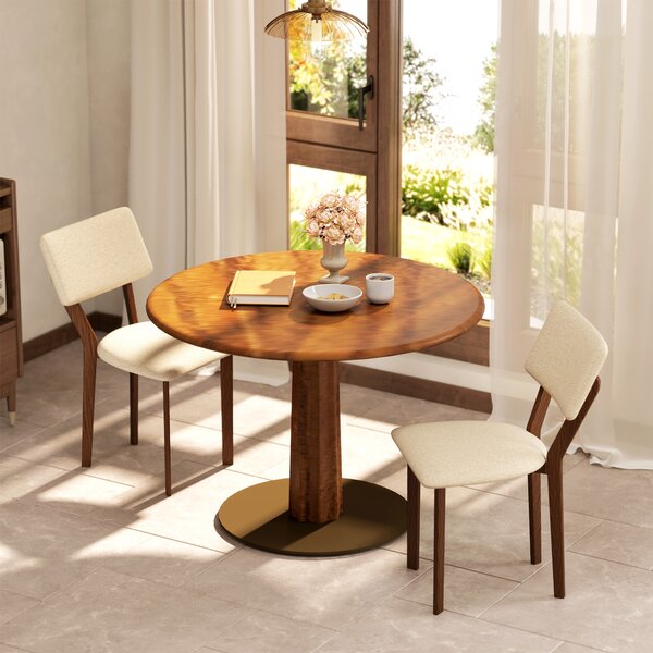 HOMCOM Set di 2 sedie da sala da pranzo sedie da cucina con schienale gambe in legno tessuto effetto lino 49 x 56 x 85 cm beige