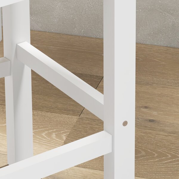 HOMCOM Set di 2 sgabelli da bar, stile rustico da casa di mare in legno altezza 60 cm con poggiapiedi, bianco