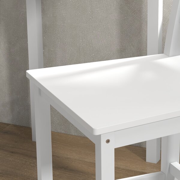 HOMCOM Set di 2 sgabelli da bar, stile rustico da casa di mare in legno altezza 60 cm con poggiapiedi, bianco