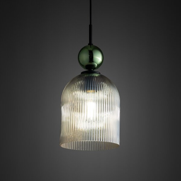BRILAGI - Lampadario a sospensione con cavo OLIVIA 1xE27/15W/230V nero/ verde/beige fumoso